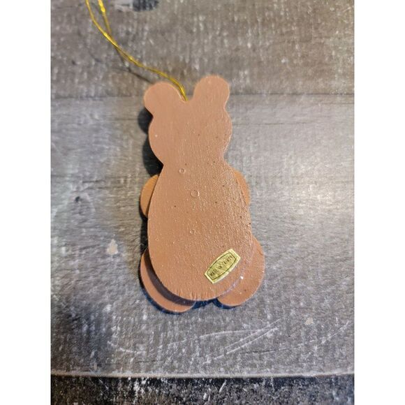 Wooden teddy bear pine tree ornament Xmas decor - Picture 4 of 4